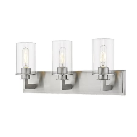 Z-Lite Savannah 3 Light Vanity, Brushed Nickel & Clear 462-3V-BN